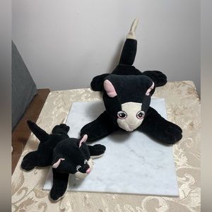 Pound Purries, pound puppies. Black and white mom cat and her kitten. Vintage